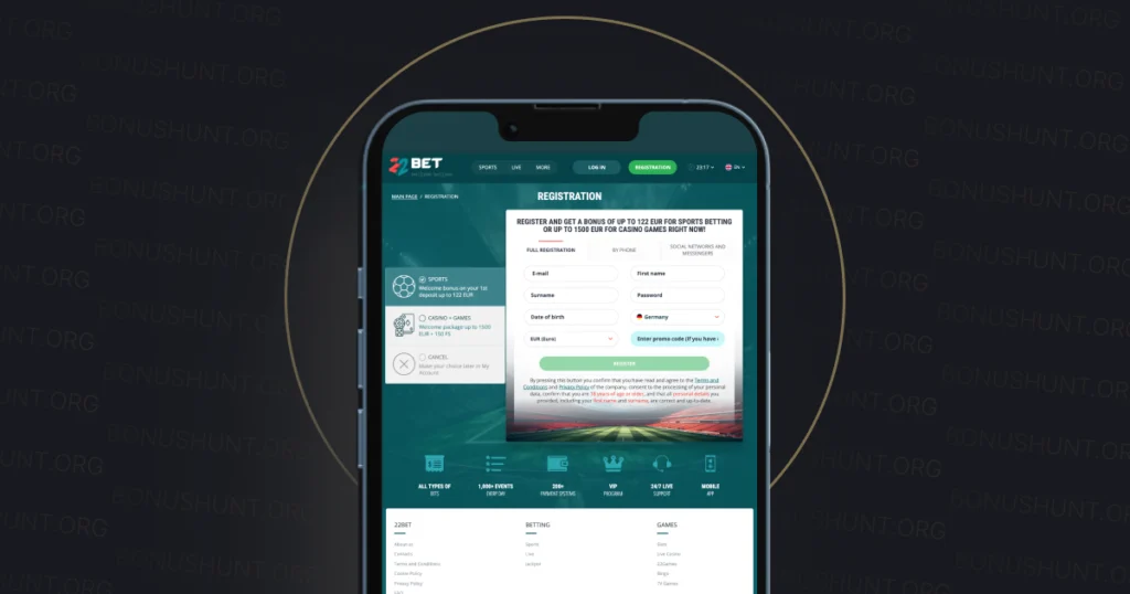 Registration 22Bet Casino